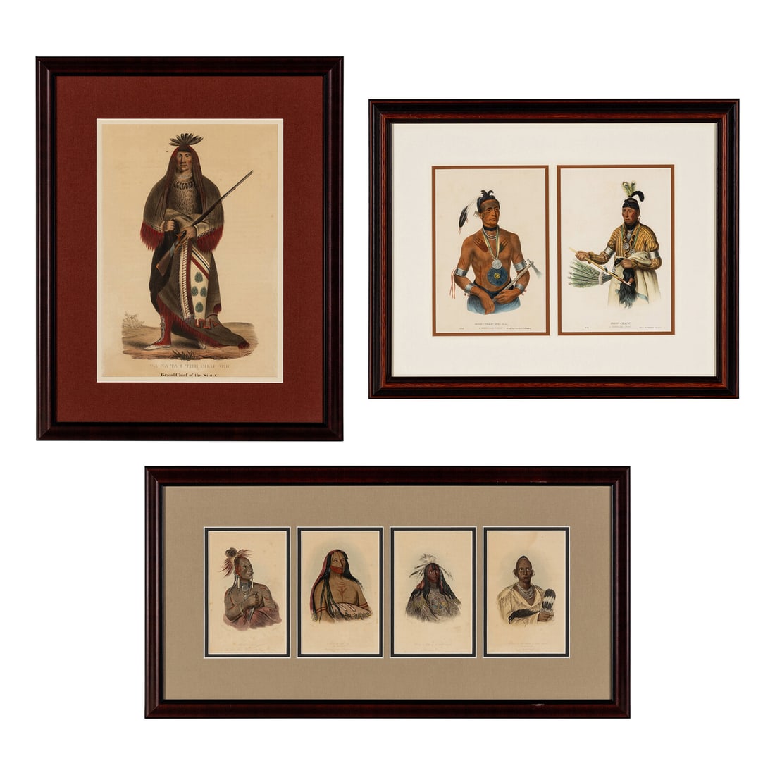 [Native Americana]. A group of 7 hand-colored lithographs depicting Native American subjects, (1 of 3)