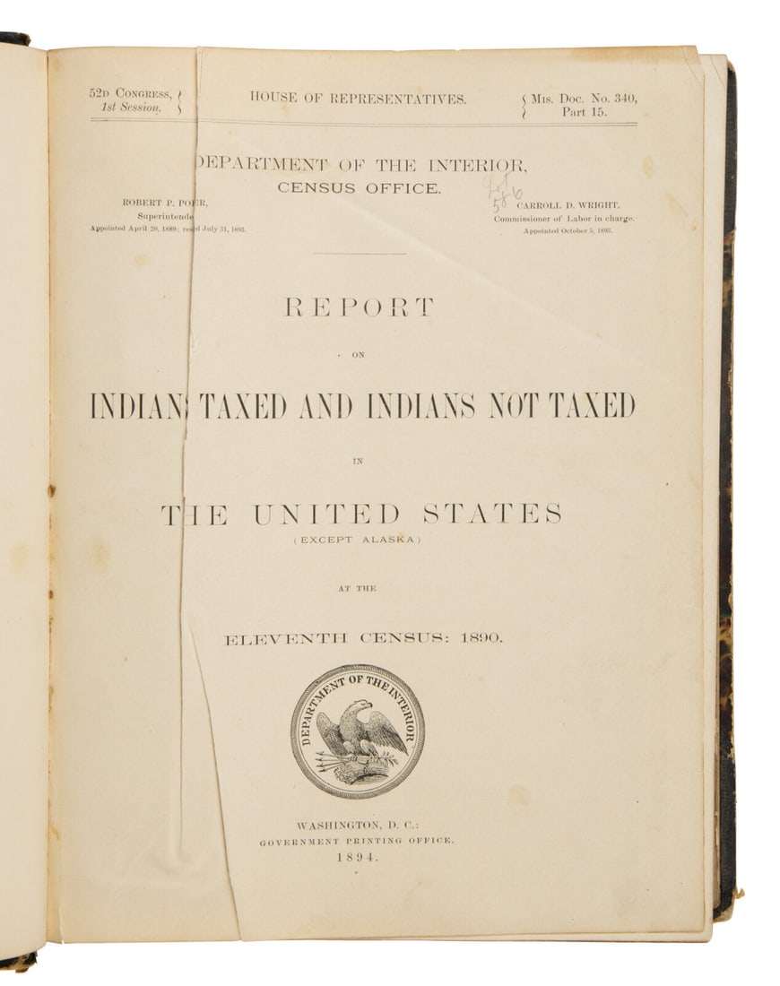 Donaldson, Thomas Corwin (1843-1898), ed. Report on Indians Taxed and Indians Not Taxed in the (1 of 1)