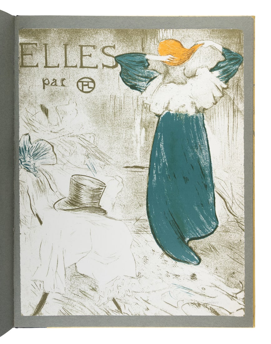 Toulouse-Lautrec, Henri (1864-1901). Elles. London: Toulouse-Lautrec Circle, 1969.: Toulouse-Lautrec, Henri (1864-1901). Elles. London: Toulouse-Lautrec Circle, 1969. Large folio. 11 lithographs in color, each limited by hand. Original cloth-backed pictorial boards by Zaensdorf; publ