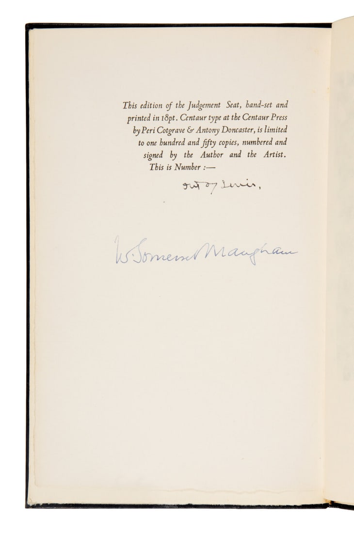 Maugham, W. Somerset (1874-1965). The Judgement Seat. London: The Centaur Press, 1934. (1 of 1)