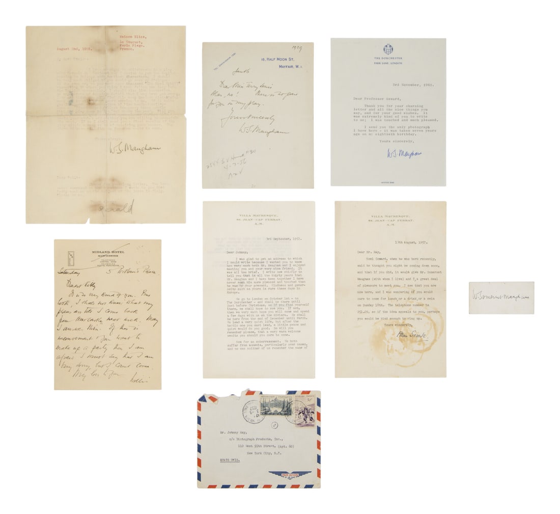 Maugham, W. Somerset (1874-1965). A group of 4 letters, comprising: (1 of 2)