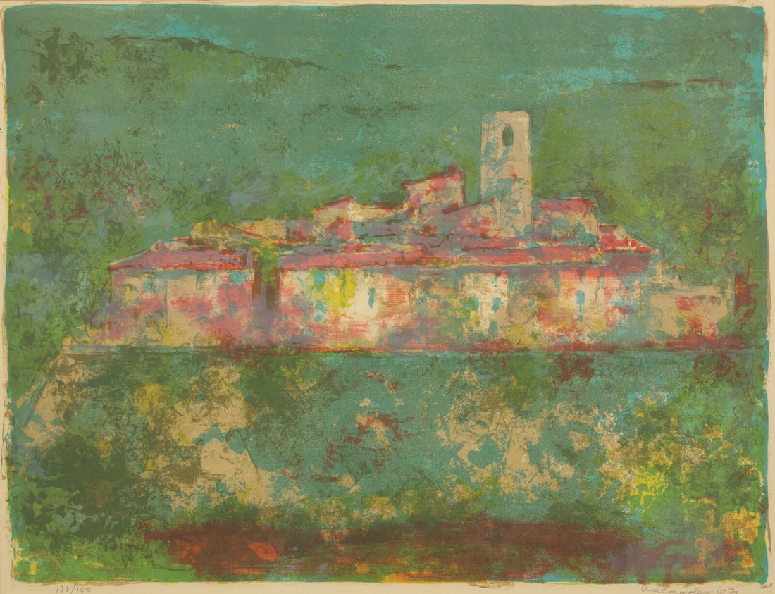 Vu Cao Dam 武高談 (French/Vietnamese, 1908-2000) Vue de Saint-Paul-de-Vence, 1971 (1 of 3)