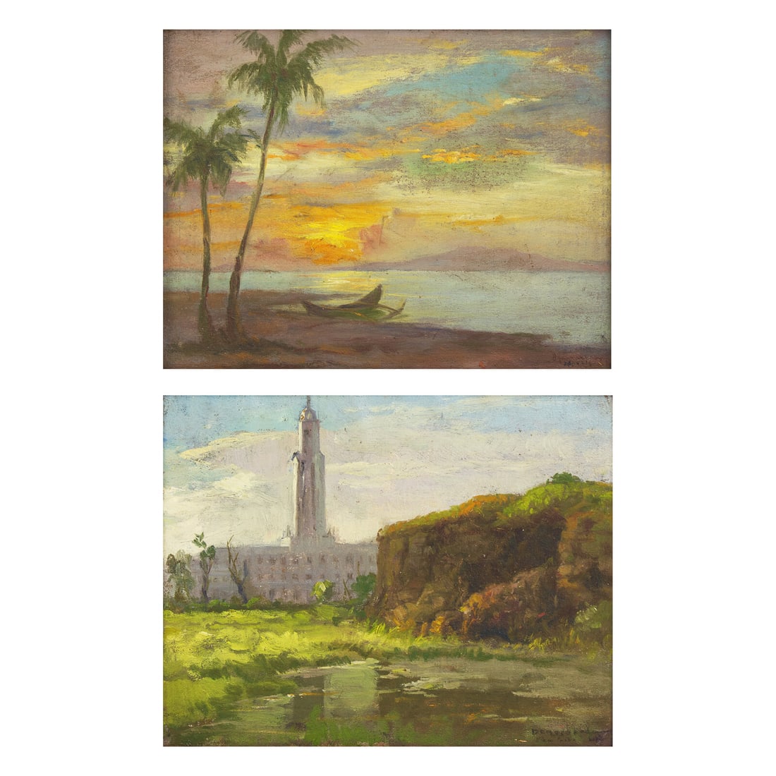 Philippine School, 20th century Manila City Hall and Seascape (A Pair): Philippine School, 20th century Manila City Hall and Seascape (A Pair) oil on canvasboard each: signed indistinctly (lower right) each: 6 5/8 x 8 5/8 in. (16.8 x 21.9cm) This lot is located in New Yor