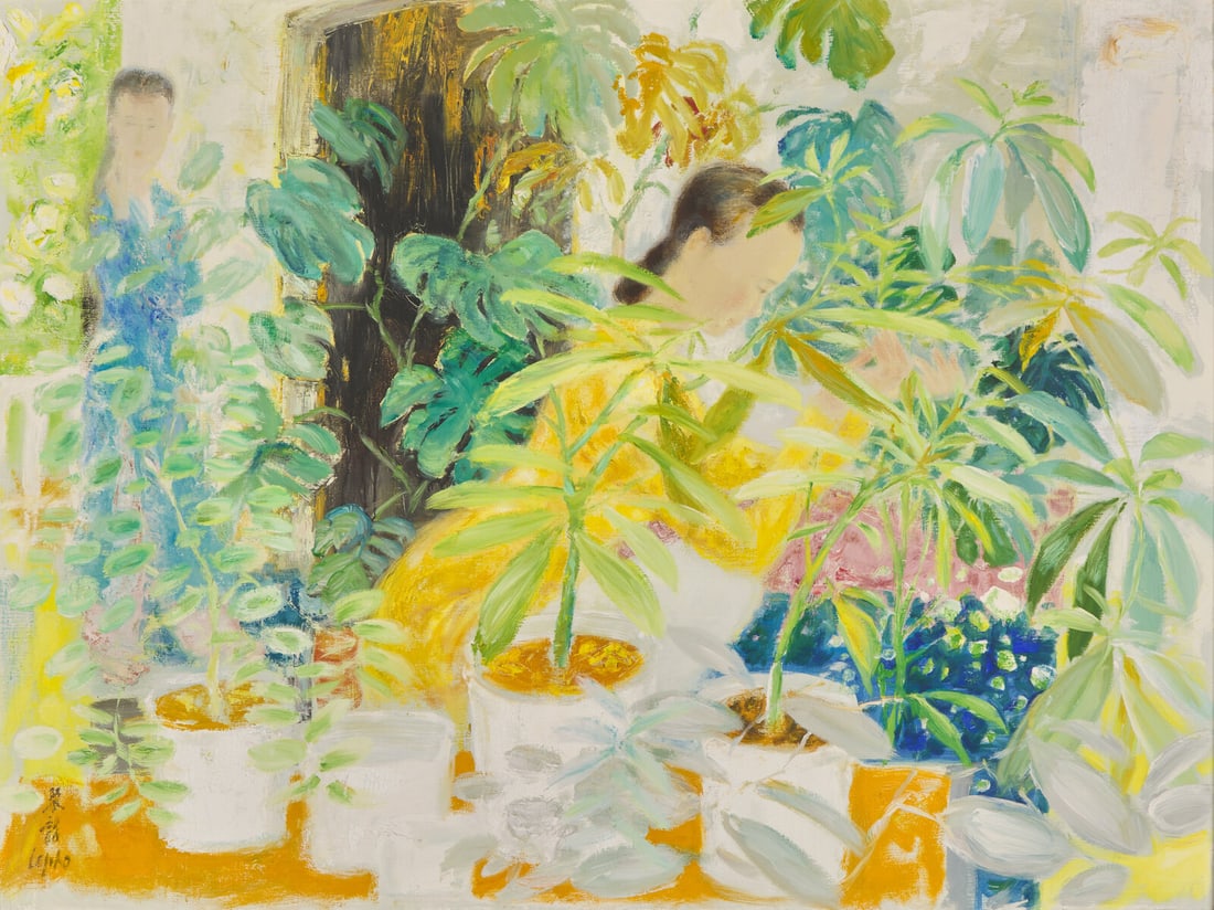 Le Pho 黎譜 (French/Vietnamese, 1907-2001) Les Fleuristes, 1973: Le Pho 黎譜 (French/Vietnamese, 1907-2001) Les Fleuristes, 1973 oil on canvas signed Le Pho and with Chinese characters (lower left); inscribed and titled (on the reverse) 38 1/2 x 51 3/4 