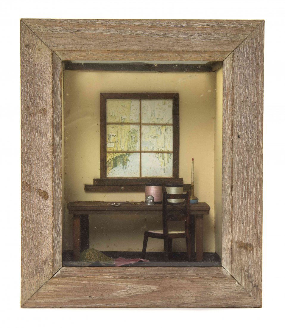 A Narcissa Thorne Diorama, Height 10 inches.: A Narcissa Thorne Diorama, depicting a sewing room, unsigned. Height 10 inches.