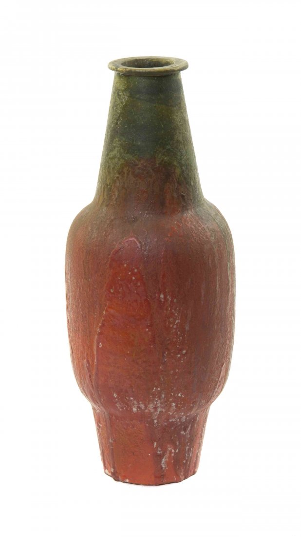 An Italian Ceramic Vase, Marcello Fantoni (b. 1915),: An Italian Ceramic Vase, Marcello Fantoni (b. 1915), of baluster form, having a drip glaze, signed Fantoni Italy for Raymor and further numbered 01579. Height 15 inches. Property from the Estate of Be