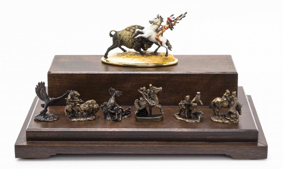 An American Series Set, Robert Olszewski for Goebel: An American Series Set, Robert Olszewski for Goebel Miniatures, comprising Bald Eagle (two examples), To the Bandstand (two examples), Carousel Ride (three exam