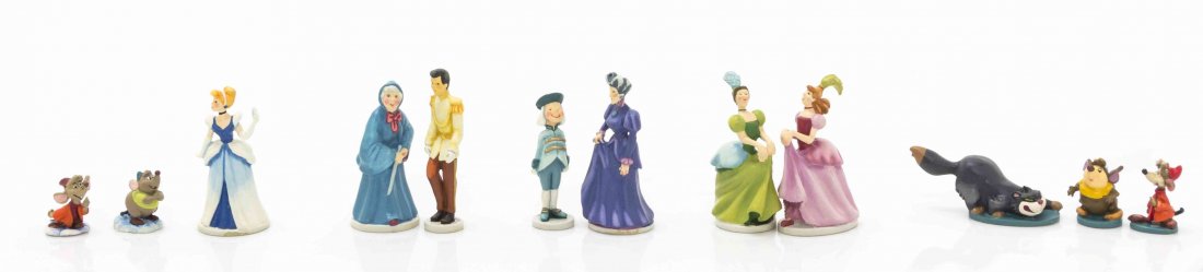A Cinderella Set, Robert Olszewski for Goebel: A Cinderella Set, Robert Olszewski for Goebel Miniatures, comprising Cinderella, Prince Charming, Fairy Godmother, Stepmother, Anastasia, Drizella, Lucifer, Gus, Jaq and Footman,</