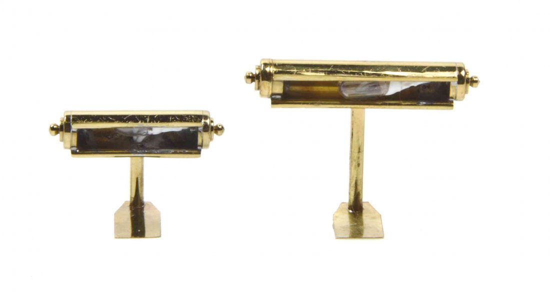 A Group of Seven Brass Picture Lights, BillCo, Width of: A Group of Seven Brass Picture Lights, BillCo, of various sizes, each in the original box with instructions. Width of widest 1 inch. The Adell Venus Collection of Miniatures Property from the Estate o