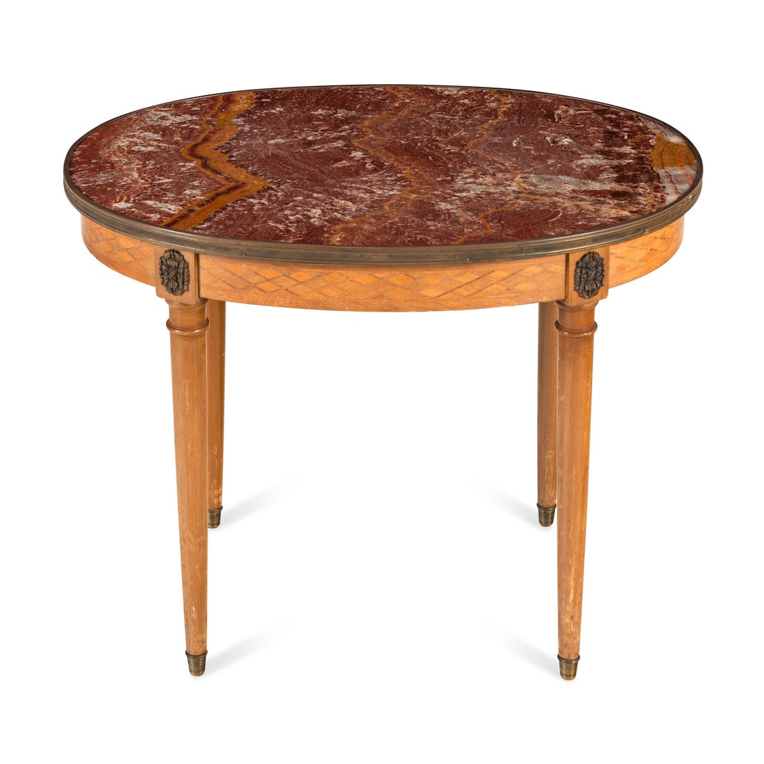 A Louis XVI Style Parquetry and Marble-Top Side Table (1 of 8)