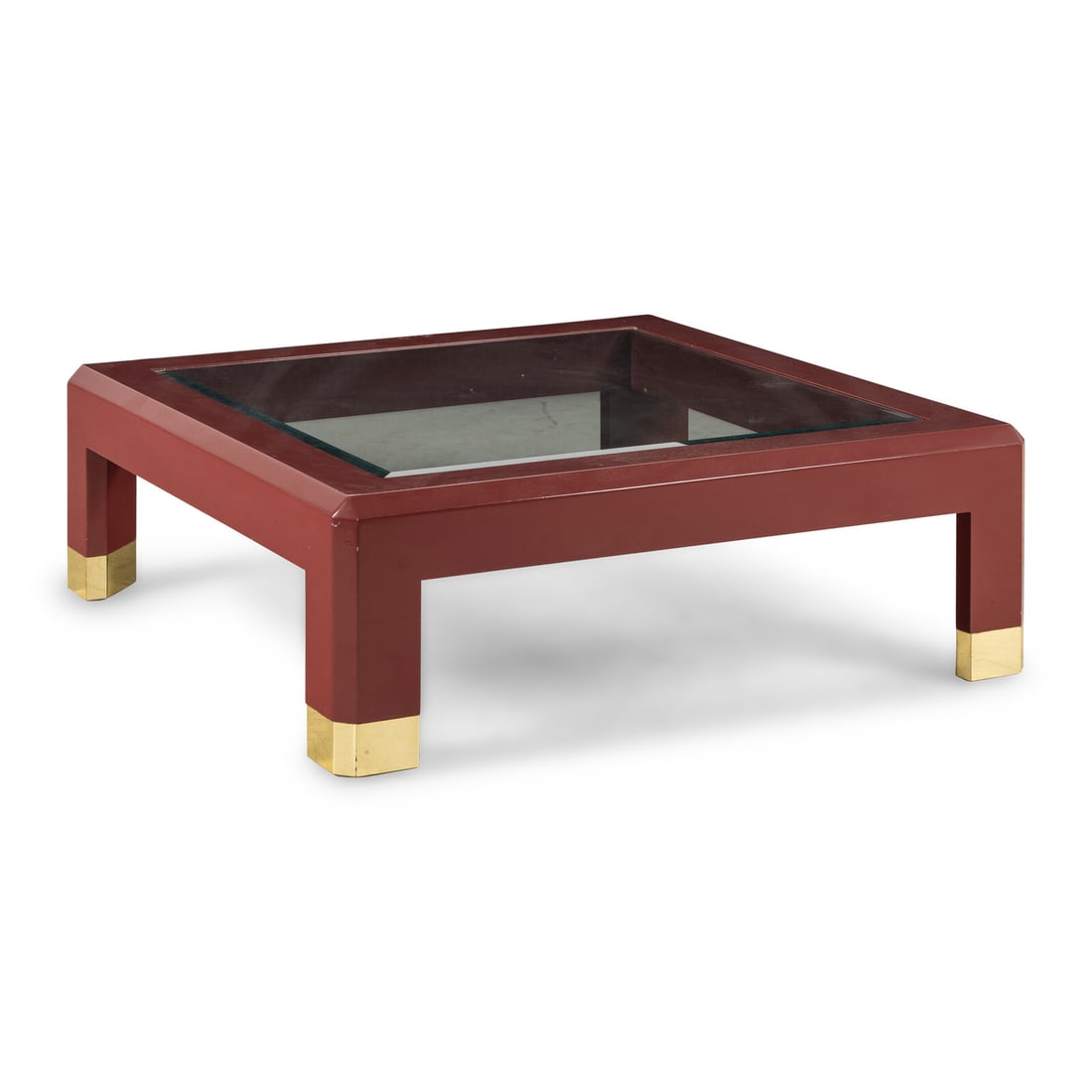 A Contemporary Lacquer, Glass and Chrome Low Table in the Style of Karl Springer (1 of 7)