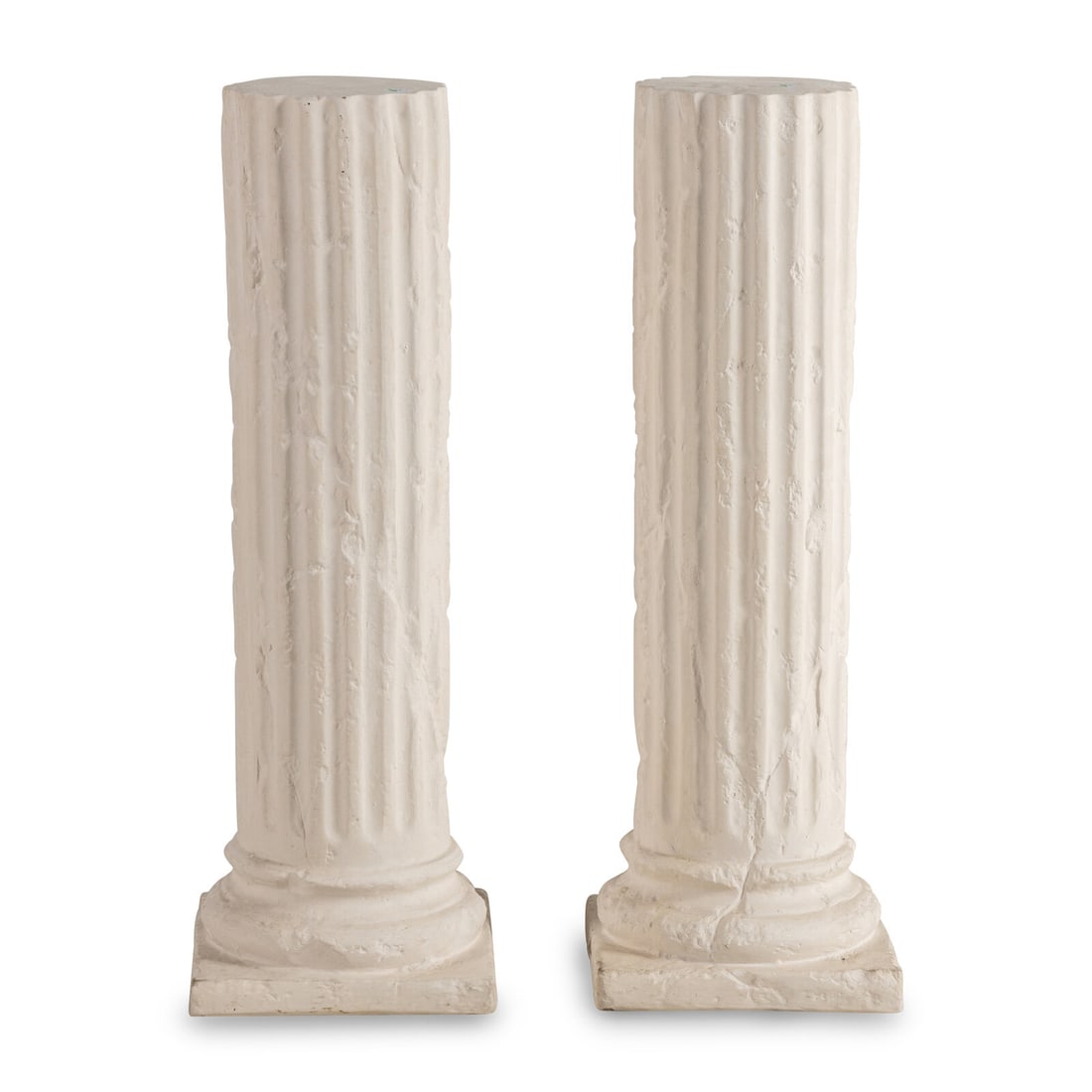A Pair of White Plaster Fluted Columnar Pedestals (1 of 8)