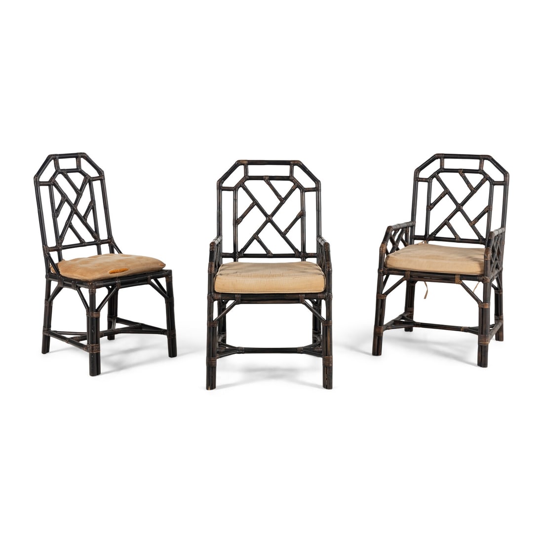 A Group of Black Lacquered Rattan Furniture (1 of 8)