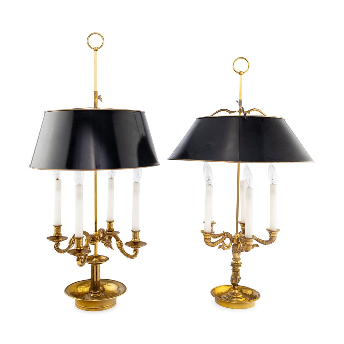Two Empire Style Brass Bouillotte Lamps (1 of 8)