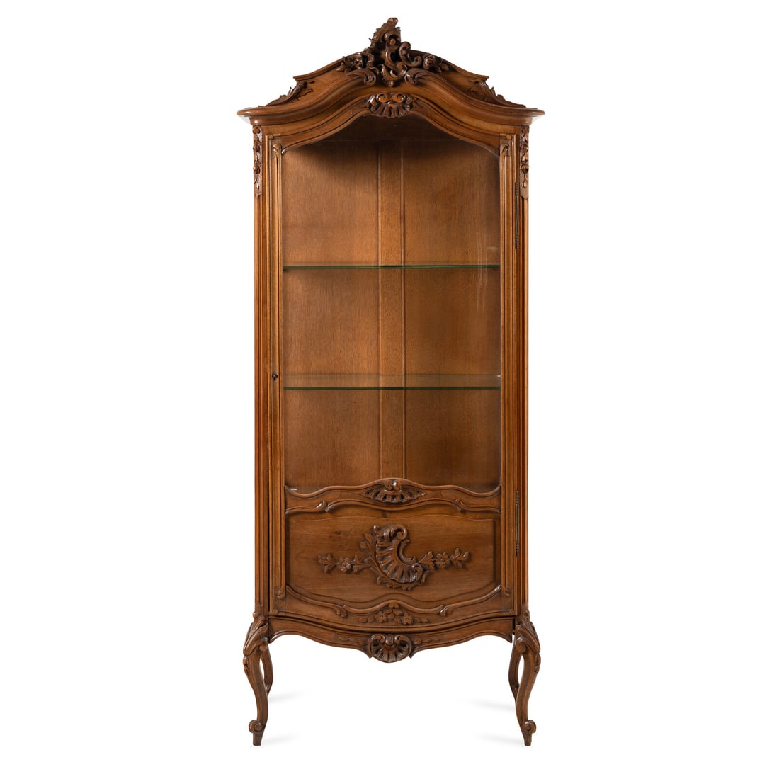 A Louis XV Style Carved Walnut Vitrine Cabinet (1 of 7)