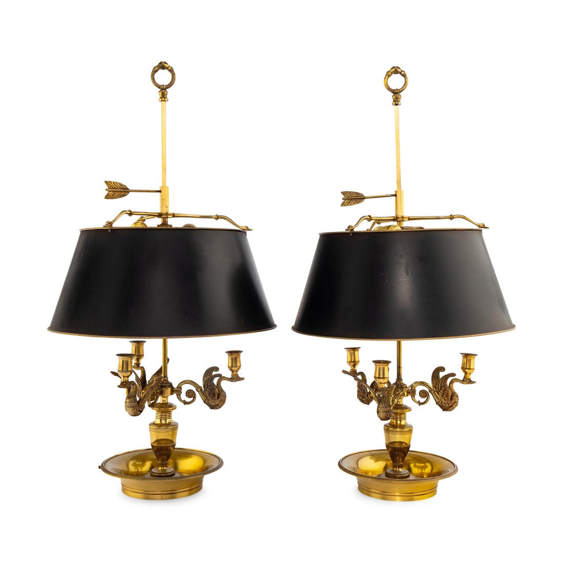A Pair of Empire Style Brass Bouillotte Lamps (1 of 7)