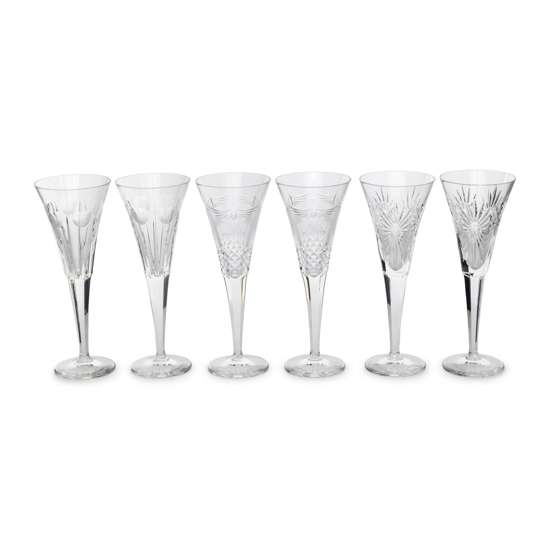 Six Waterford Cut Glass Champagne Flutes (1 of 7)