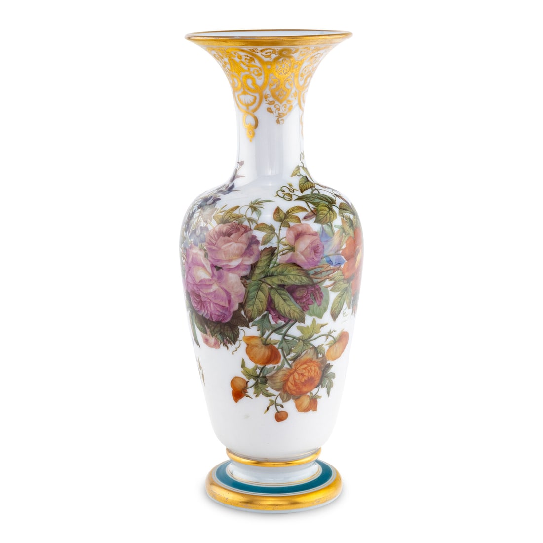 A French Painted Opaline Glass Vase (1 of 2)