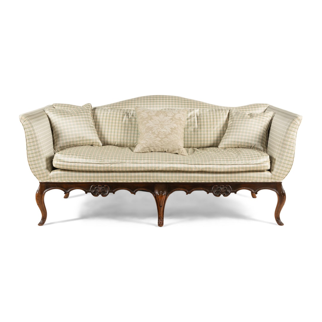 A Venetian Style Walnut Camelback Sofa (1 of 2)