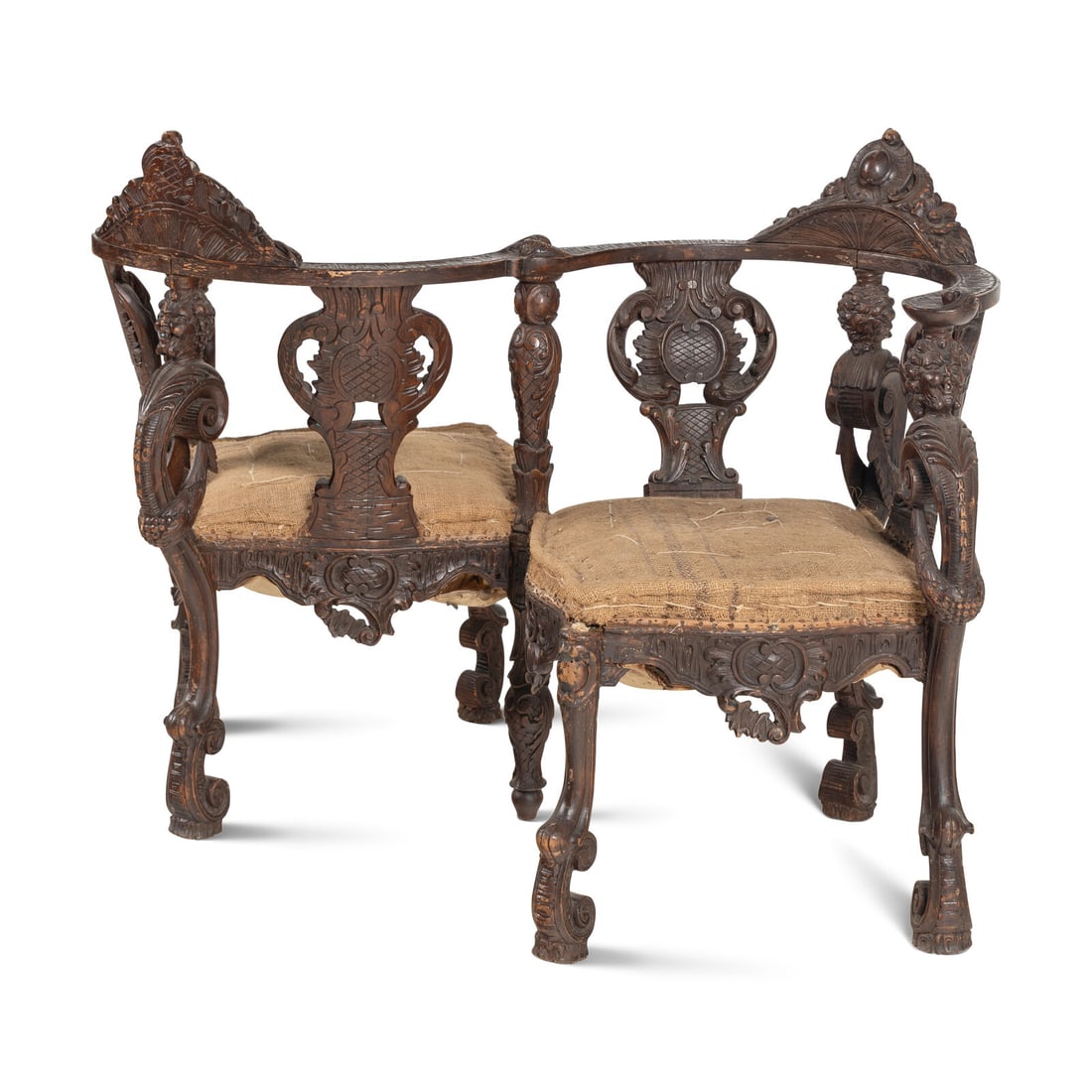 An Italian Carved Walnut TÍte-‡-TÍte (1 of 4)