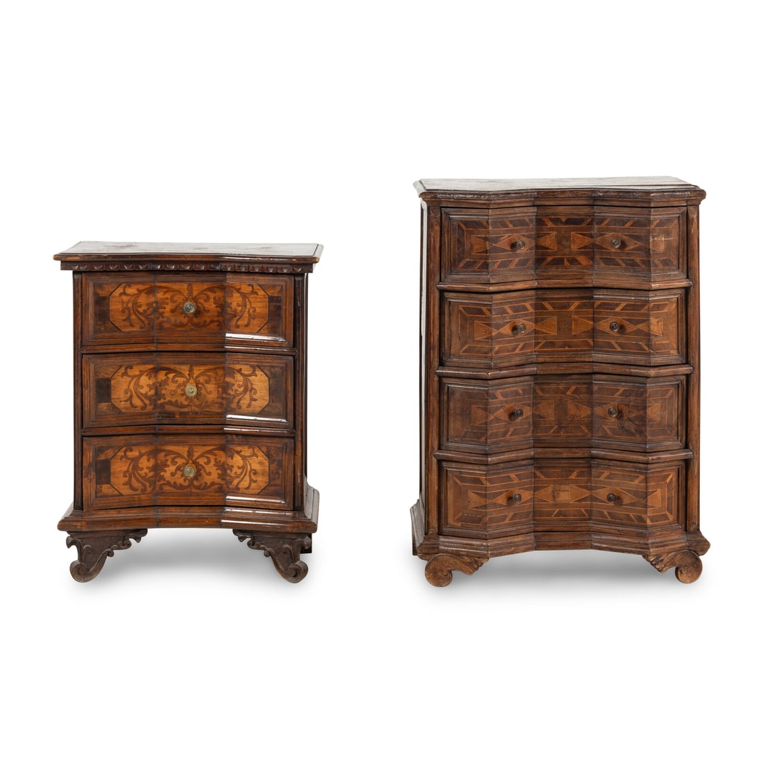 A Pair of Italian Baroque Style Inlaid Walnut Commodini (1 of 2)