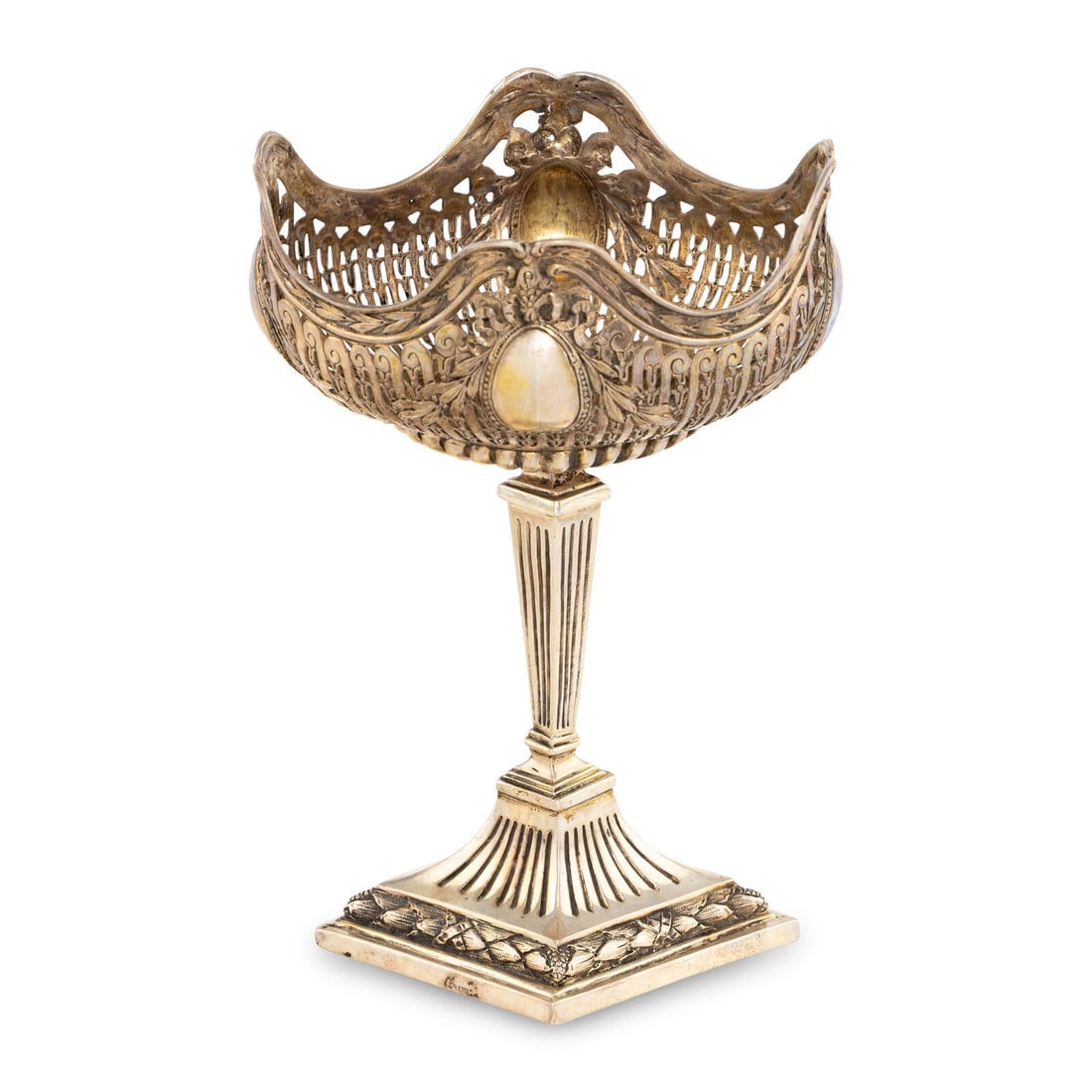 A German Silver Compote: A German Silver Compote Early 20th Century 10 ozt 11 dwt marked '800' on base Height 8 1/4 inches. Property from the Collection of Bill Miller, Nashville, Tennessee This lot is located in Chicago.