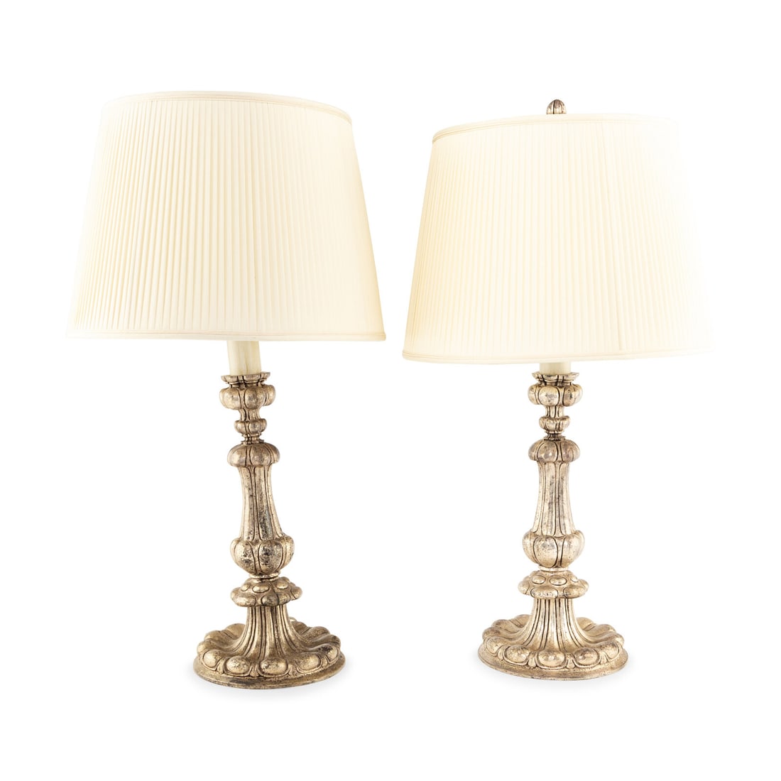 A Pair of Silvered Metal Table Lamps (1 of 2)