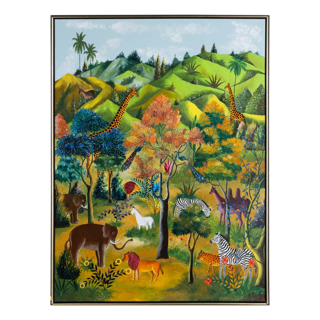 Fernand Pierre (Haitian, 1919ñ2002) Animals in a Tropical Landscape (1 of 3)