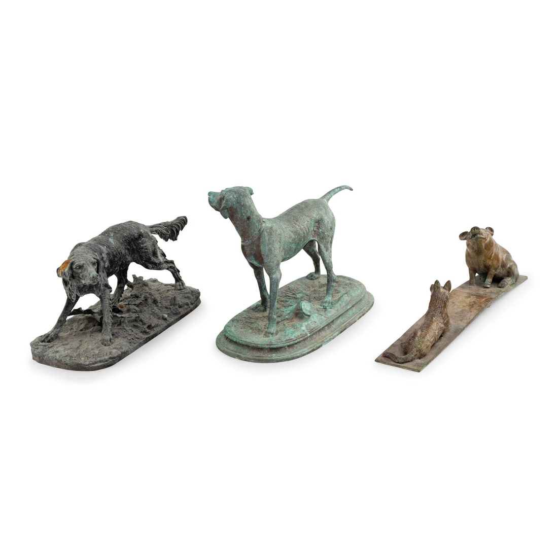 Two Bronze Hound Sculptures After PJ Mene (1 of 4)