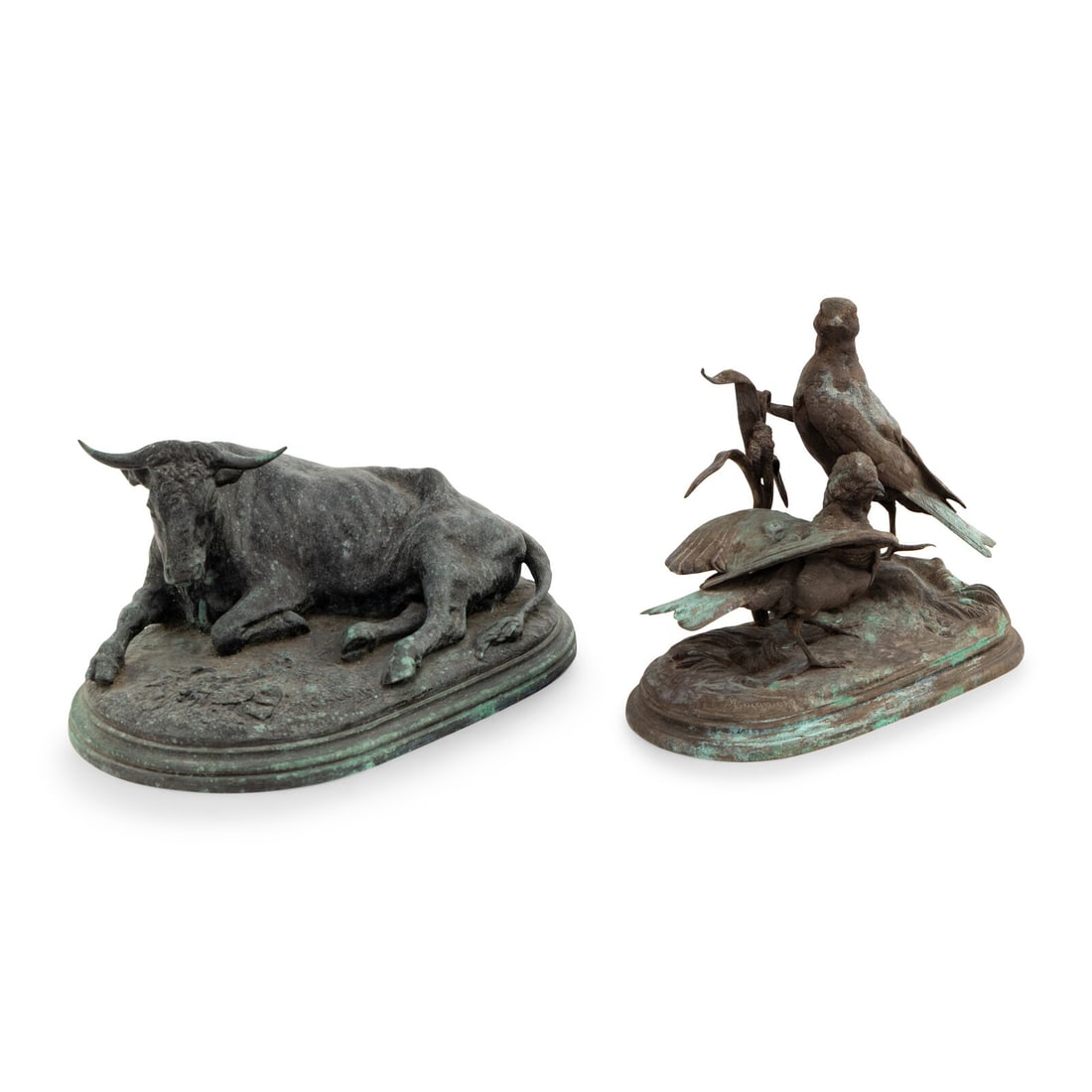 A Bronze Steer by Rosa Bonheur and Bronze Doves by Jules Moigniez (1 of 4)