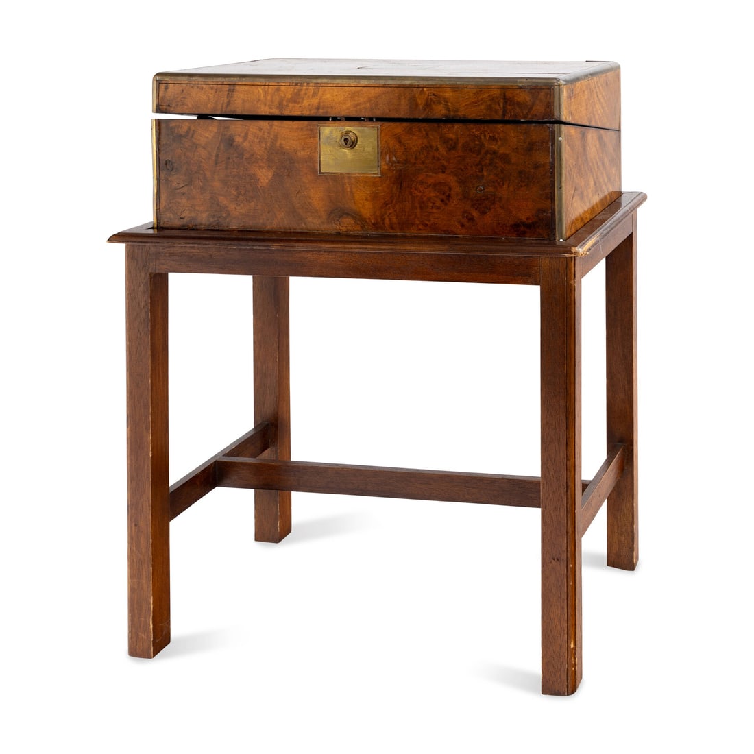 A Regency Brass Mounted Burl Walnut Writing Slope (1 of 3)