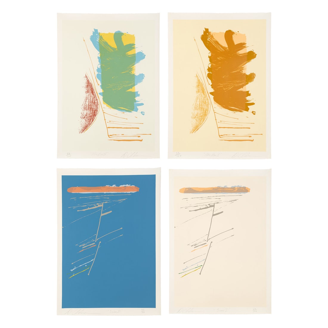 Dan Christensen (American, 1942-2007) Jivaro I, Jivaro II, MicMac I, and MicMac II (four works) (1 of 5)