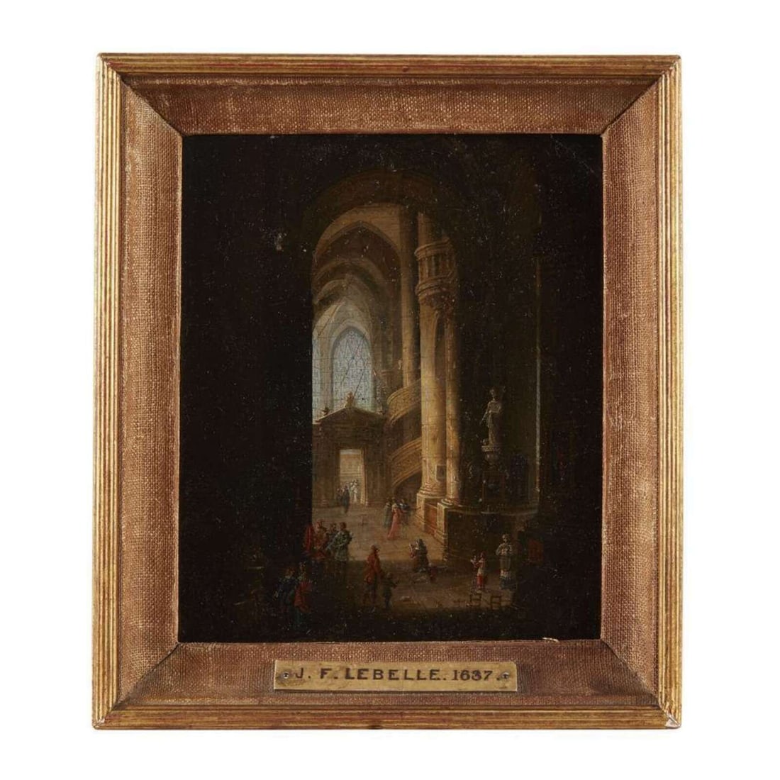 Attributed to Jean-François Lebelle (French, 1806-died after 1836) Figures before Cathedral (1 of 1)