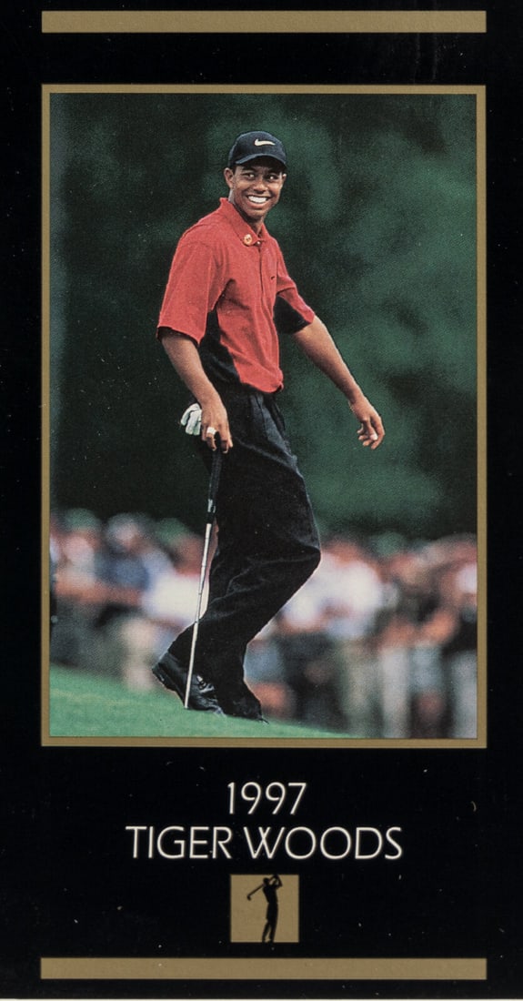 An Uncut Sheet of 1998 Masters Champions of Golf Cards (Tiger Woods Rookie) (1 of 6)