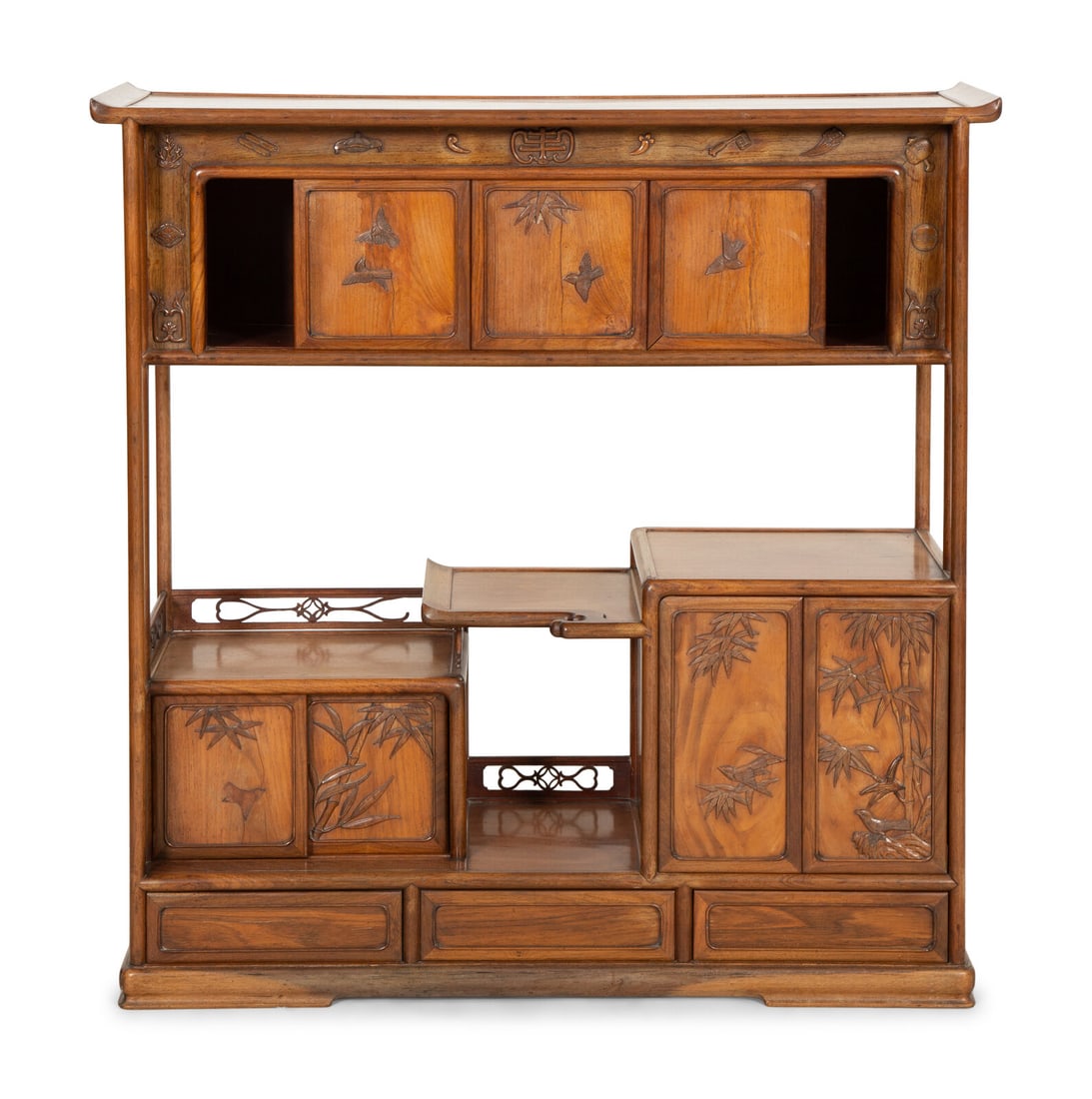 A Chinese Carved Hardwood Display Cabinet (1 of 5)