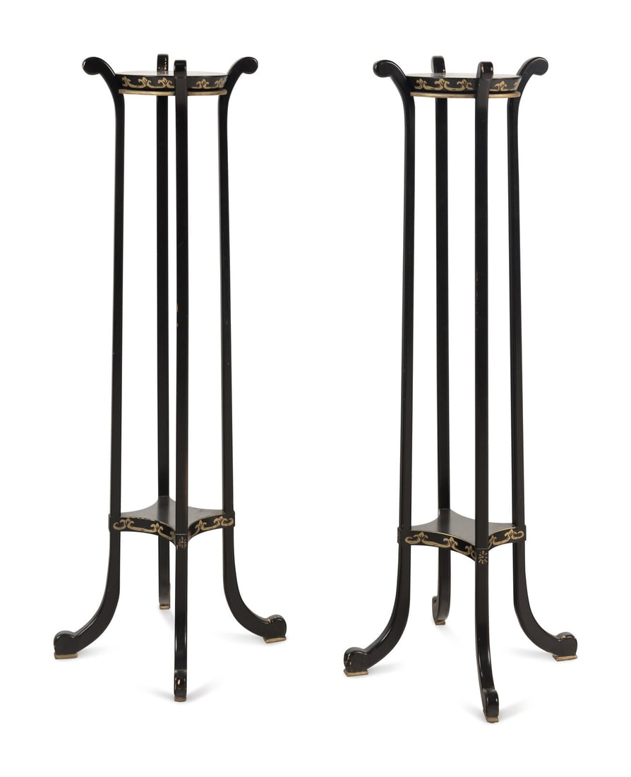A Pair of Ebonized and Parcel-Gilt Jardinière Stands (1 of 2)