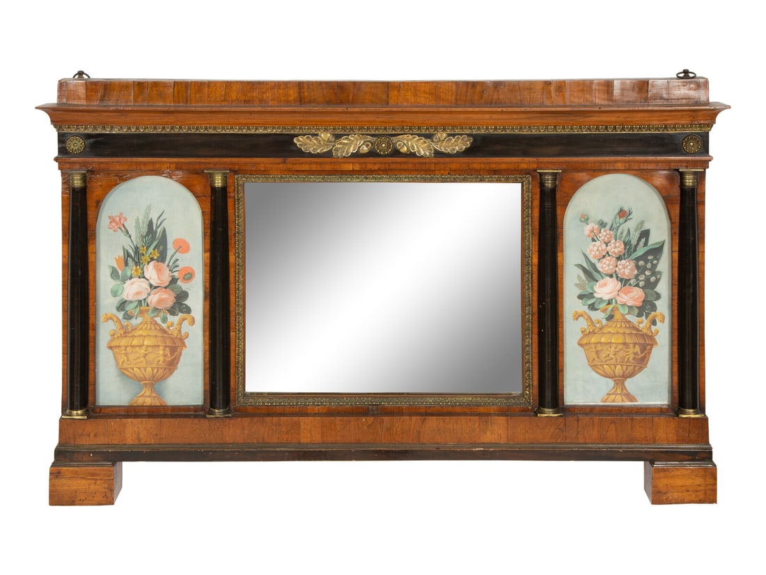 A North Italian Ebonized and Gilt Metal Mounted Walnut Overmantel Mirror (1 of 11)