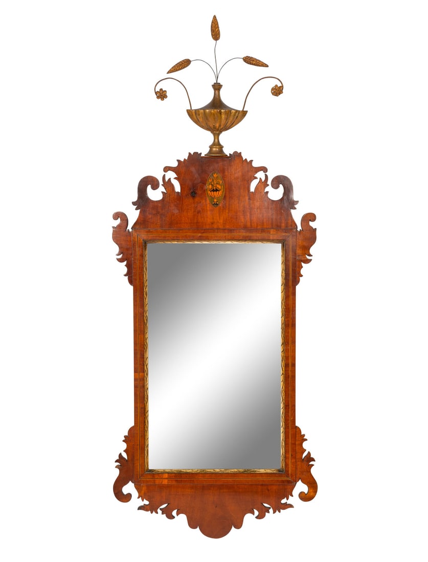 A Federal Parcel-Gilt and Mahogany Looking Glass (1 of 3)