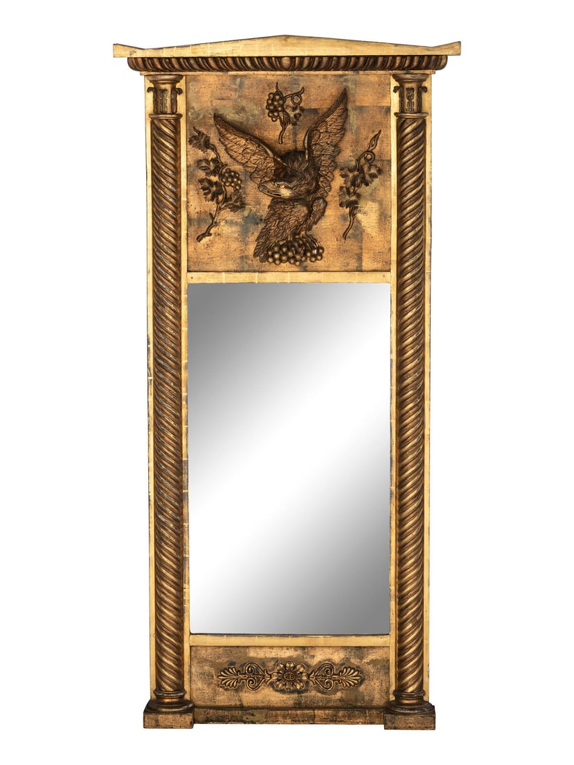 A Federal Eagle Decorated Giltwood Pine Pier Mirror (1 of 2)