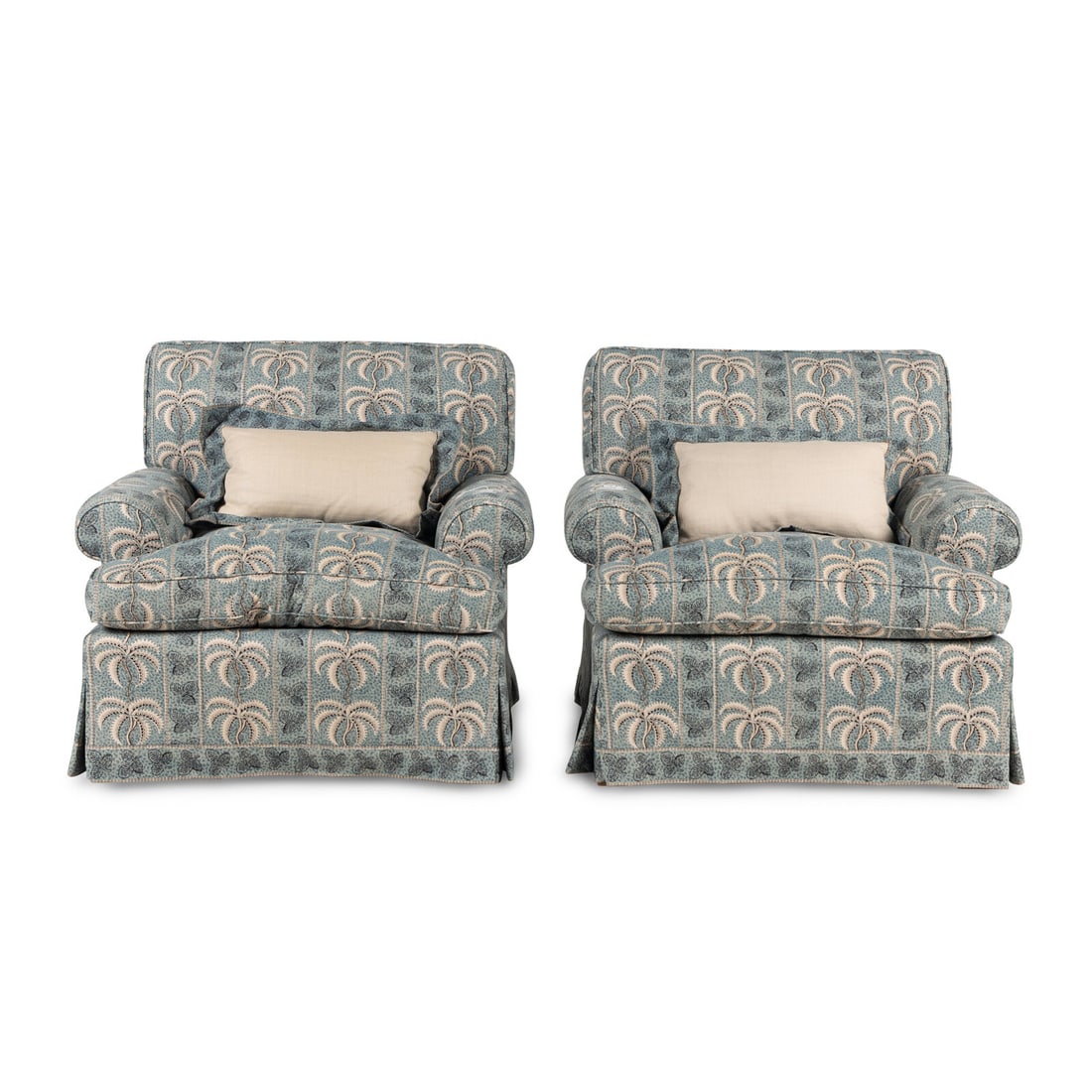 A Pair of Printed Cotton Upholstered Armchairs (1 of 2)