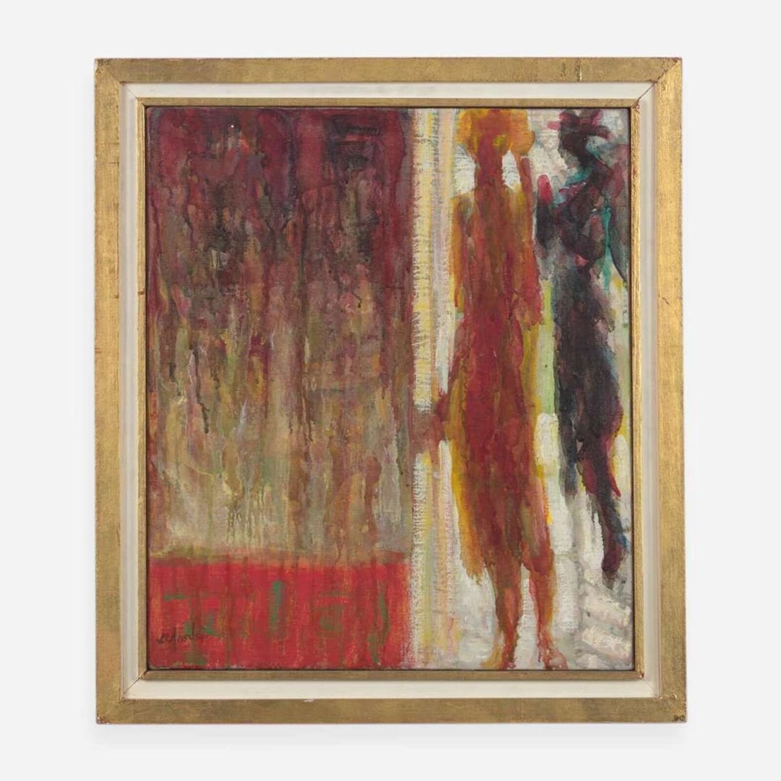 Harry Sefarbi (American, 1917-2009) The Parting Guest: Harry Sefarbi (American, 1917-2009) The Parting Guest Signed twice bottom left, also signed to frame verso, oil on canvas. 16 1/8 x 13 7/8 in. (41 x 35.2cm) This lot is located in Philadelphia. Proven