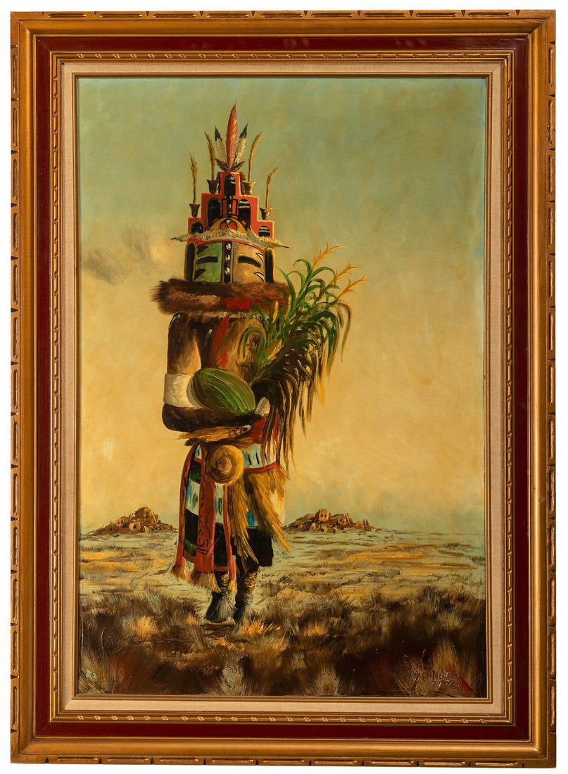 Dirk Schneider (American, b. 1935) Drumbeat, 1977: Dirk Schneider (American, b. 1935) Drumbeat, 1977 oil on canvas signed Dirk Schneider and dated (lower right); titled and dated (on canvas overhang) 36 x 24 inches. This lot is located in Chicago. Pro