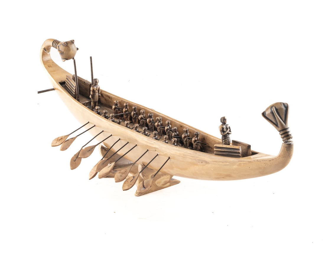 An Egyptian Style Carved Wood Boat Model (1 of 7)