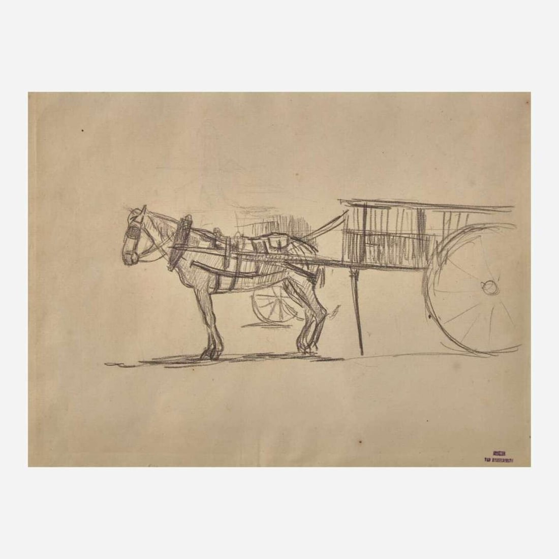 Théo van Rysselberghe (Belgian, 1862-1926) Study of a Horse Cart (1 of 2)