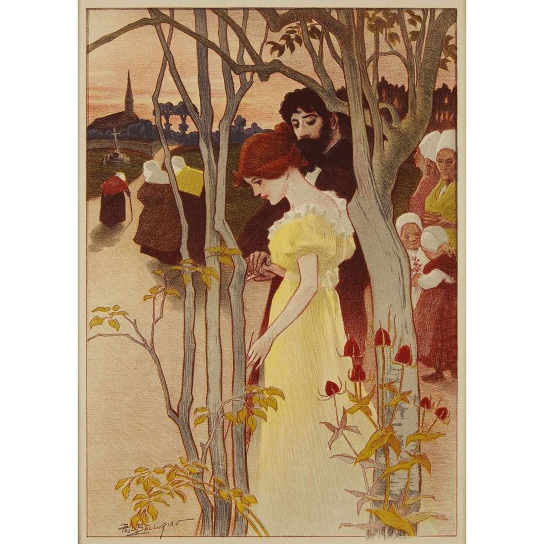 Georges De Feure | Paul Balluriau (Dutch, 1868-1943) | French, 1860-1917) The Knight's Return and: Georges De Feure | Paul Balluriau (Dutch, 1868-1943) | French, 1860-1917) The Knight's Return and Crepsucule (two works) color lithograph on wove paper Larger: 10 x 12 7/8 inches. This lot is located 
