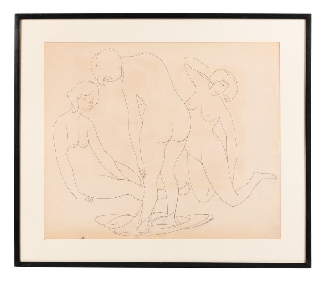 William Samuel Schwartz (American/Russian, 1896-1977) Three Bathers, 1927: William Samuel Schwartz (American/Russian, 1896-1977) Three Bathers, 1927 pencil on paper signed William S. Schwartz and dated (lower right) sheet: 18 7/8 x 22 3/4 inches. This lot is located in Chica
