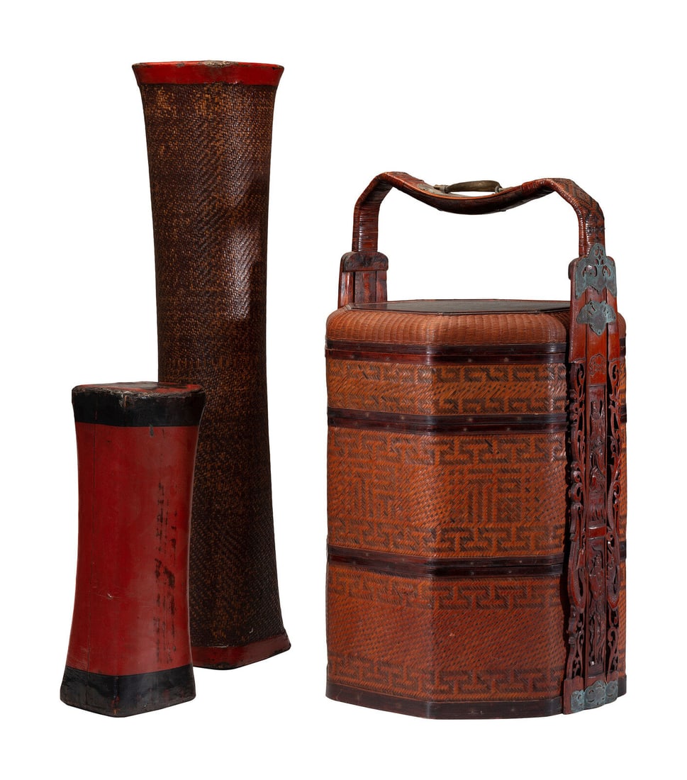 Three Chinese Bamboo Woven Articles (1 of 8)