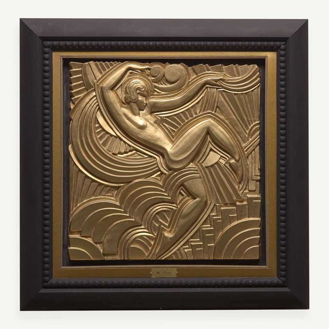 Maurice Picaud (French, 1900-1977) La Danse, After the Folies Bergère: Maurice Picaud (French, 1900-1977) La Danse, After the Folies Bergère Painted and gilt plaster decorative panel; 1930s 19 3/4 x 19 1/8 in. (50.2 x 48.6cm) This lot is located in Philadelphia. Provena
