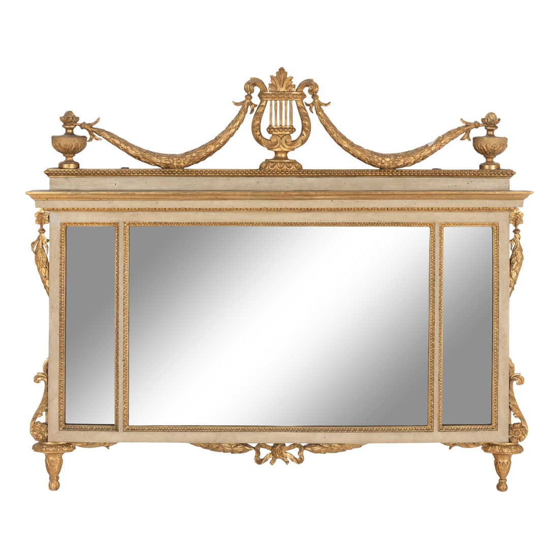 An Italian Neoclassical White Painted and Giltwood Mirror (1 of 2)