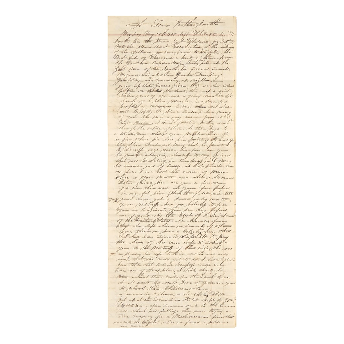 [African-Americana] "A Tour to the South", A Revealing Firsthand Account of Slavery in Antebellum (1 of 3)